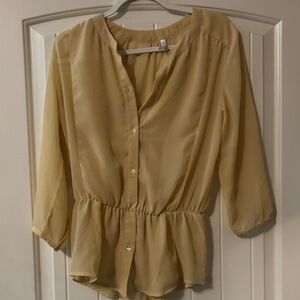 Passport Light Tan Button-Up Blouse